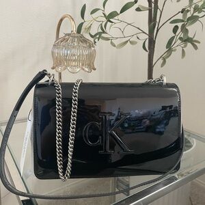 BNWT Calvin Klein Glossy Black Crossbody Bag
